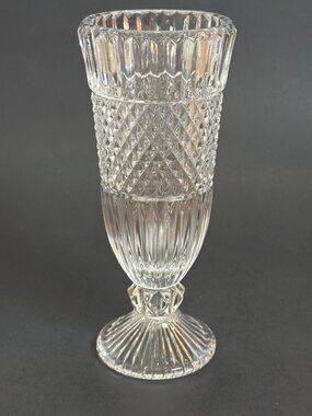 Vintage 1980s Fostoria Leonardo Clear Lead Crystal Footed Bud Vase USA MCM 6.25"
